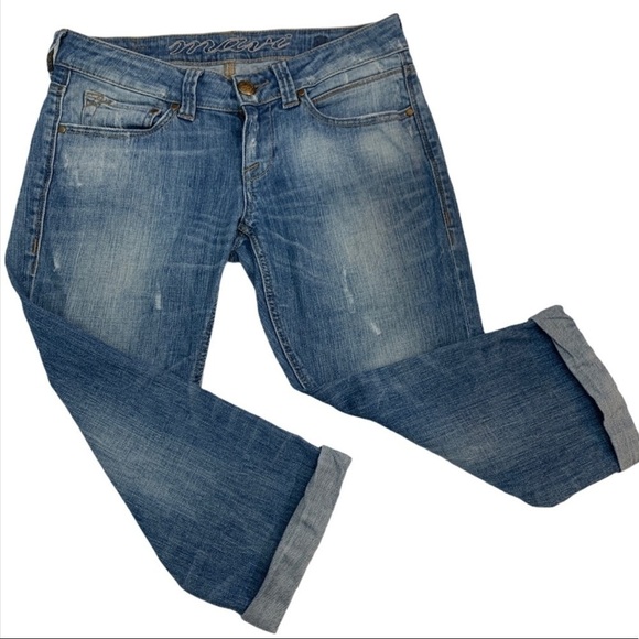 MAVI🌺ALMA Distressed Light Denim Bermuda Shorts Size 26 - Picture 3 of 12